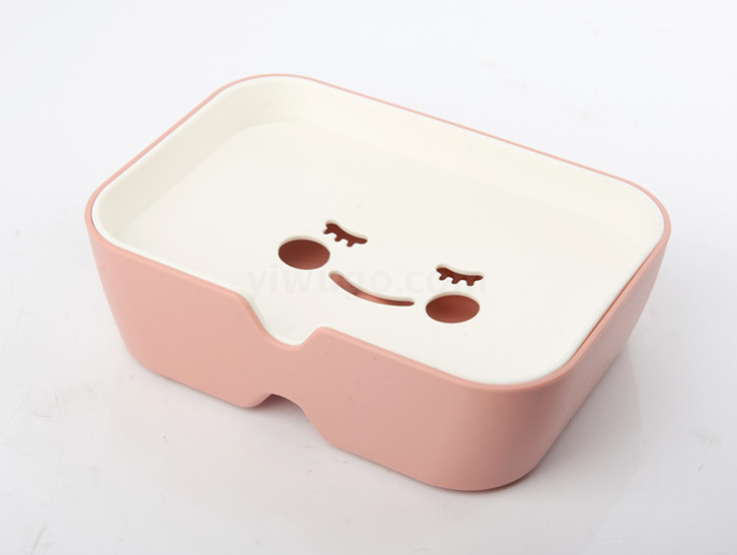 Blue Smiley Soap Box Soap Dish Soap Box Plastic Sanitary Ware Household Storage Box Soap Box Soap Box