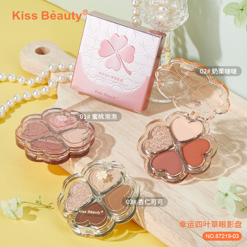 Kiss Beauty Clover Four Color Eyeshadow Palette Earth Color Daily Makeup Matte Shimmer Student Eye Shadow Nude Makeup