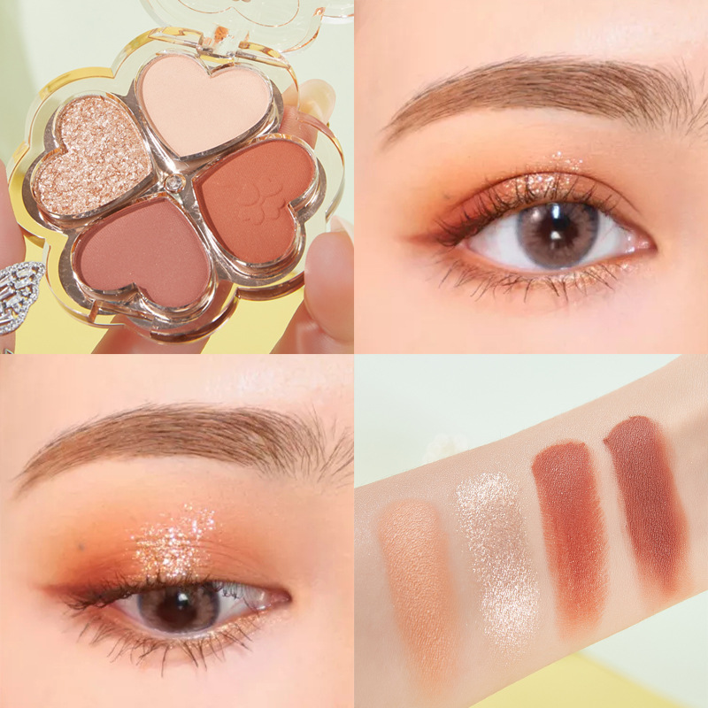 Kiss Beauty Clover Four Color Eyeshadow Palette Earth Color Daily Makeup Matte Shimmer Student Eye Shadow Nude Makeup