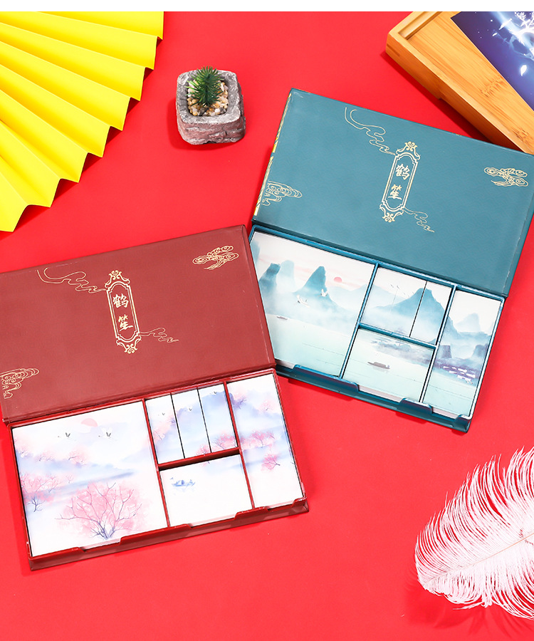 Creative Chinese Style Boxed Gilding Sticky Note Set Tearable Note Student Ancient Style Tearable Sticky Note Sticker