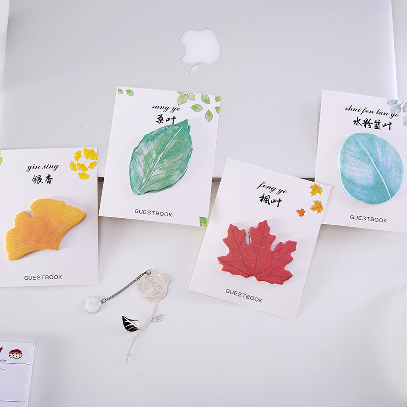 Creative Leaves Sticky Note Partysu Simulated Leaves Post-It Notes Note Sticker Message Memo Note Stationery