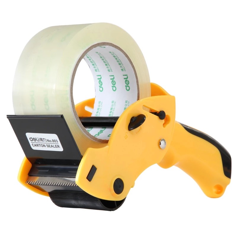 Deli 803 Labor-Saving Carton Sealer Tape Dispenser 6cm Transparent Tape Cutter Hand-Held Packer Packer
