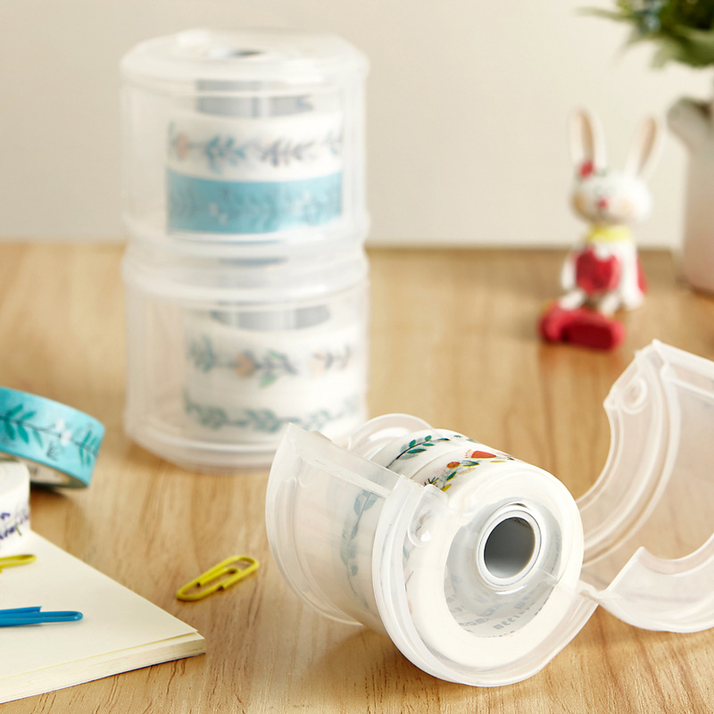 Round Simple Tape Cutter Portable Mini Office Small Tape Chicken Meat Cutter Dust-Proof Desktop Stationery with Cover