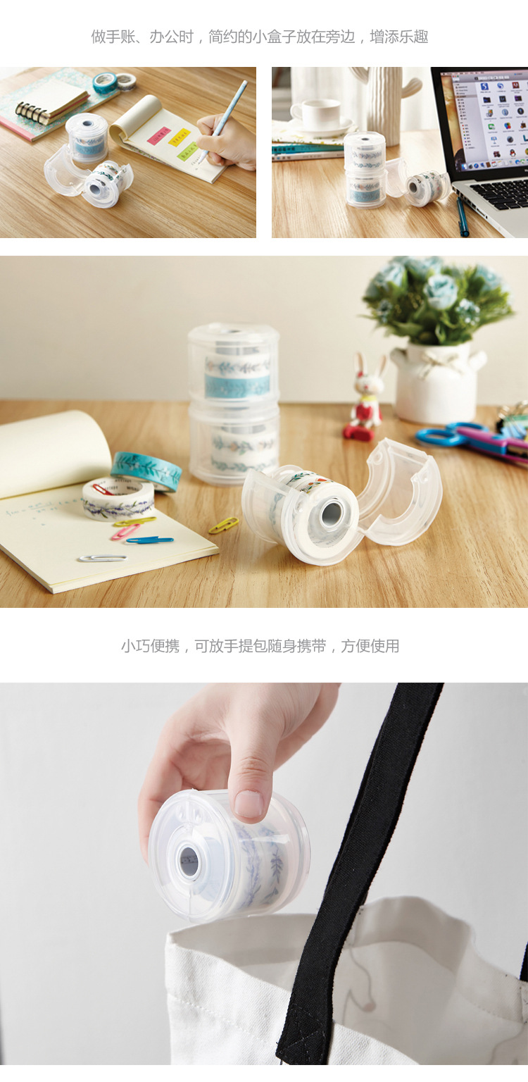 Round Simple Tape Cutter Portable Mini Office Small Tape Chicken Meat Cutter Dust-Proof Desktop Stationery with Cover