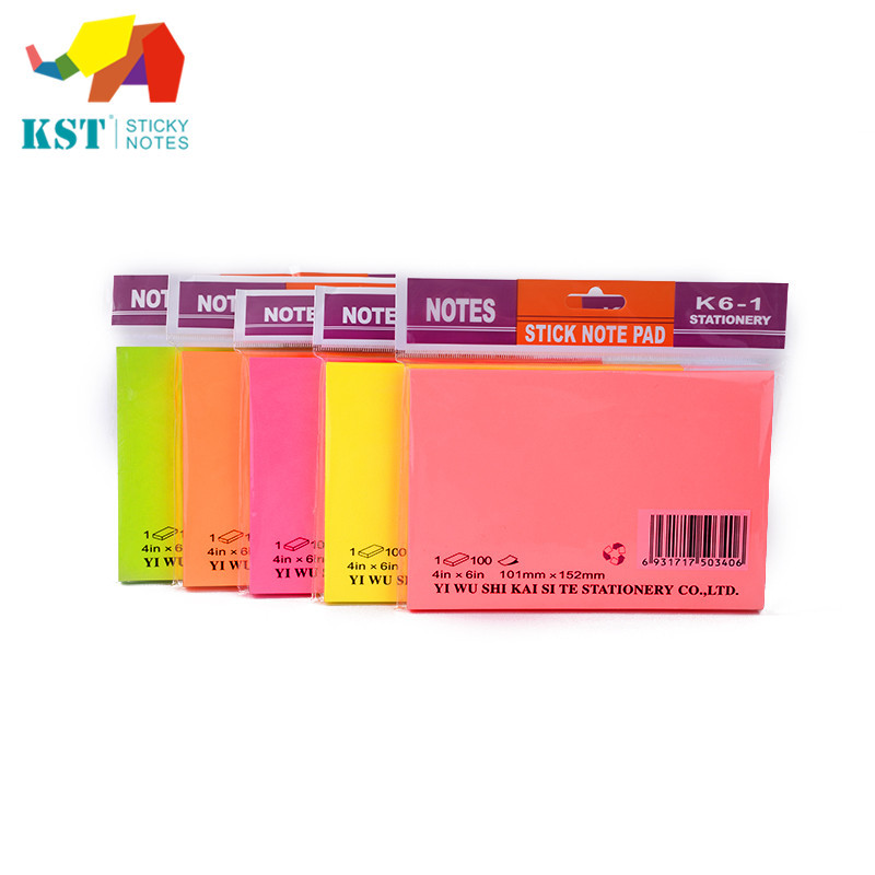 Foreign Trade Hot Sale Office Stationery Fluorescent Color Mixed Color Note Paper Color Message Sticker Post-It Notes Factory Wholesale