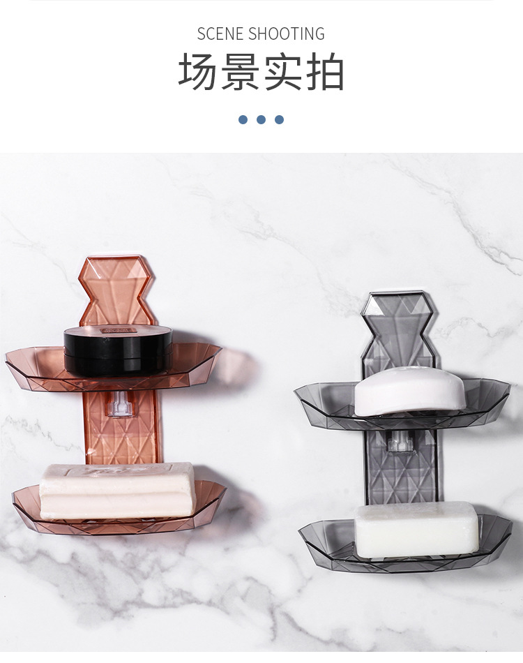 Factory Direct Sales Punch-Free Draining Wall-Mounted Fat Soap Box Soap Rack Toilet Soap Rack Student Dormitory Soap Box