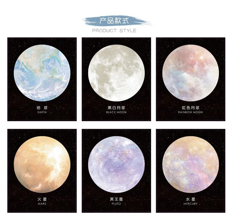 Japanese and Korean New Creative Planet Series Sticky Notes round Tear-off Note Small Notebook Office Memo Note Sticker