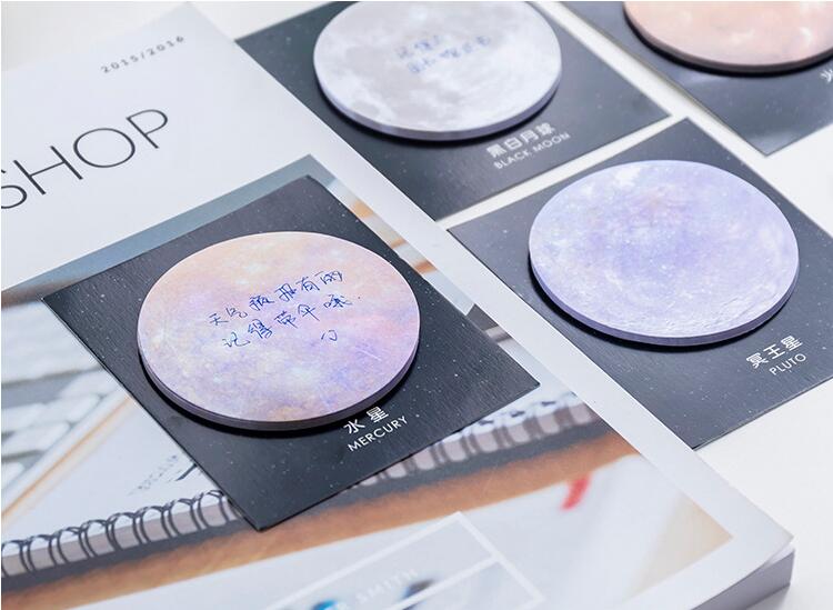 Japanese and Korean New Creative Planet Series Sticky Notes round Tear-off Note Small Notebook Office Memo Note Sticker