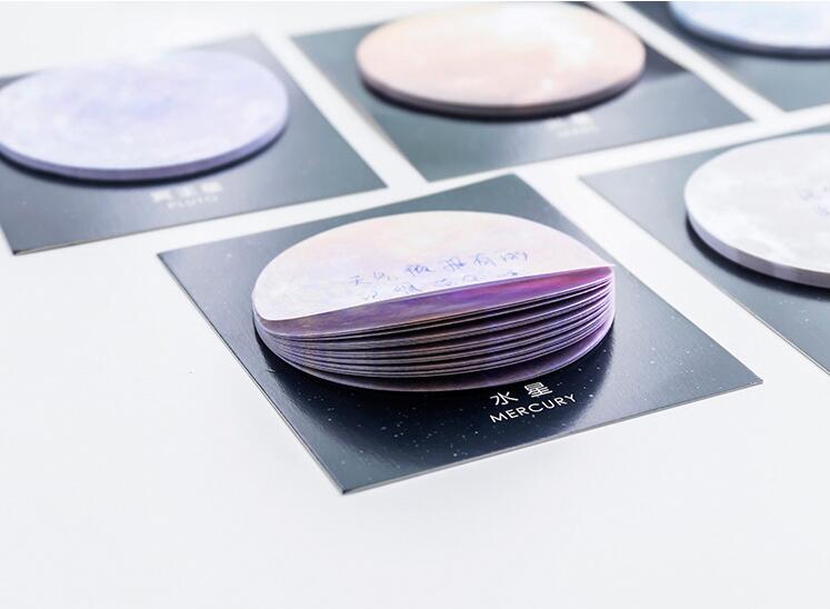 Japanese and Korean New Creative Planet Series Sticky Notes round Tear-off Note Small Notebook Office Memo Note Sticker