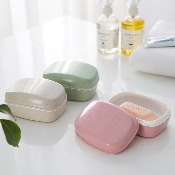 Blue Simple Small Straw Bathroom Soap Holder Punch-Free Personality Drain Box Bathroom Soap Box Wholesale