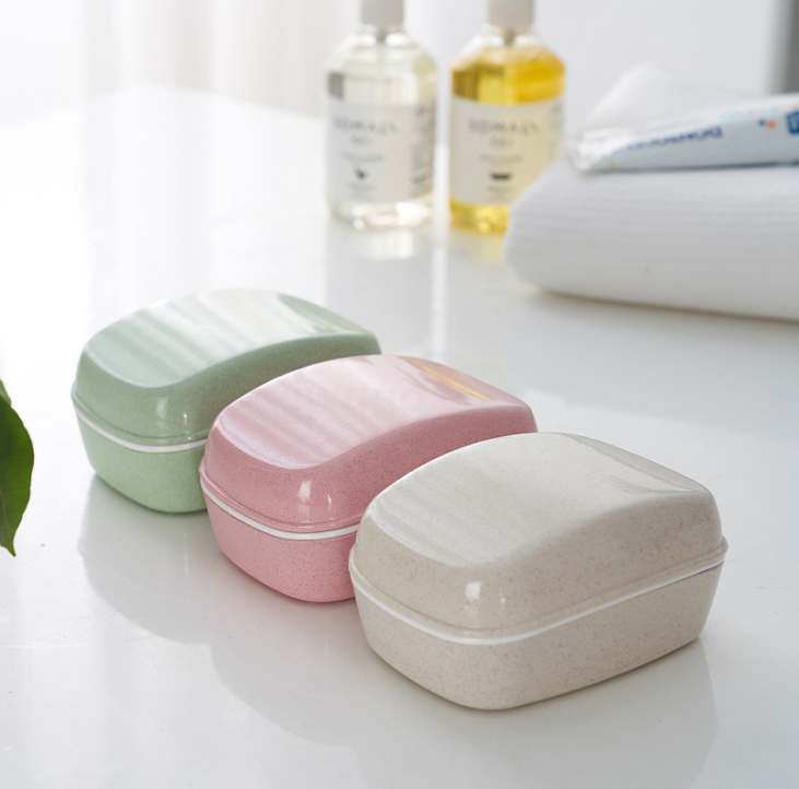 Blue Simple Small Straw Bathroom Soap Holder Punch-Free Personality Drain Box Bathroom Soap Box Wholesale
