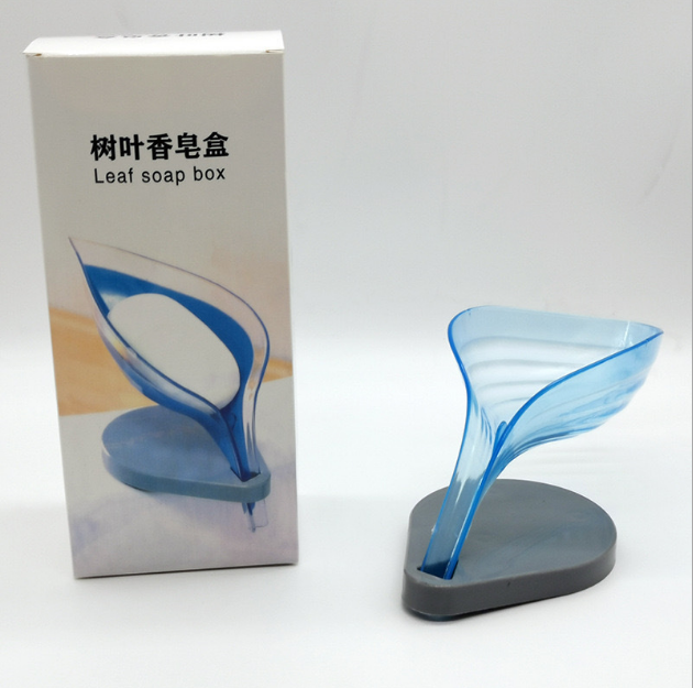 Creative Leaves Soap Box Bathroom Bathroom Household Draining Soap Holder with Suction Cup Punch-Free