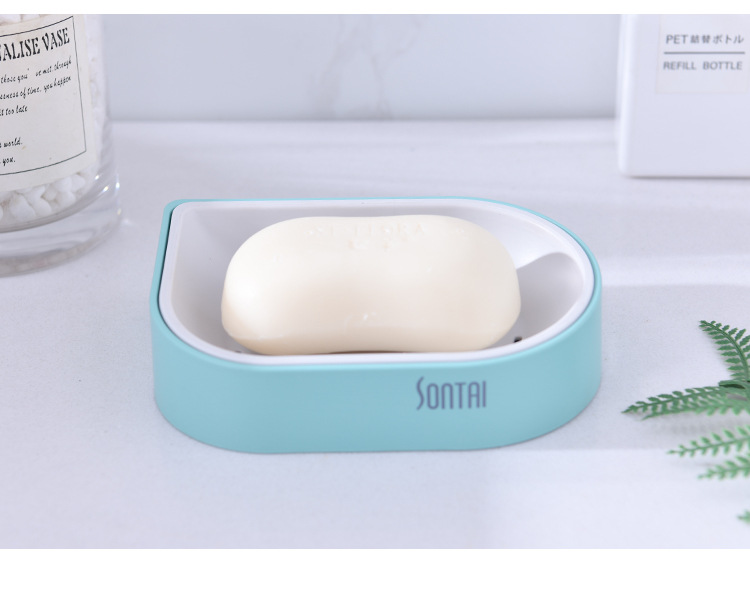 Blue Simple Style Soap Dish Soap Dish Double-Layer Draining Soap Soap Box Simple European Soap Holder