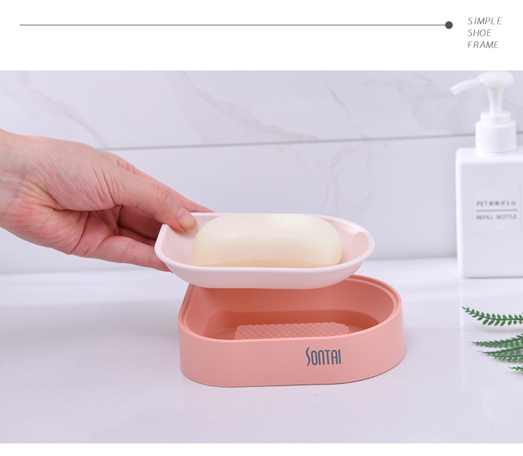 Blue Simple Style Soap Dish Soap Dish Double-Layer Draining Soap Soap Box Simple European Soap Holder