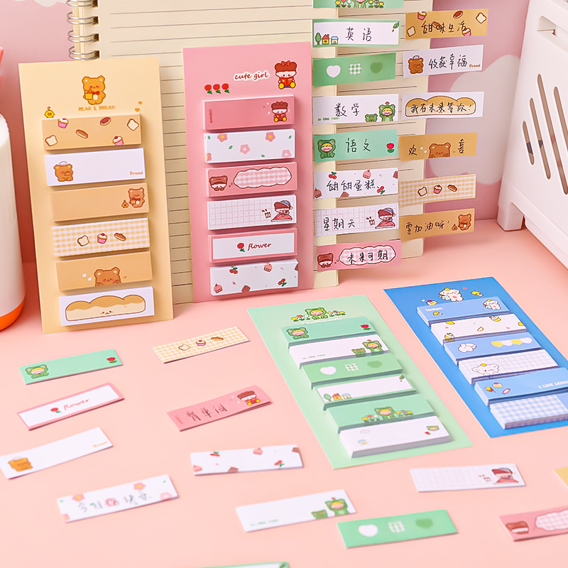 Cartoon Ins Sticky Notes Student Multi-Function Mark Classification Index Stickers Office Message-Leaving Note N Times Sticker Notepad