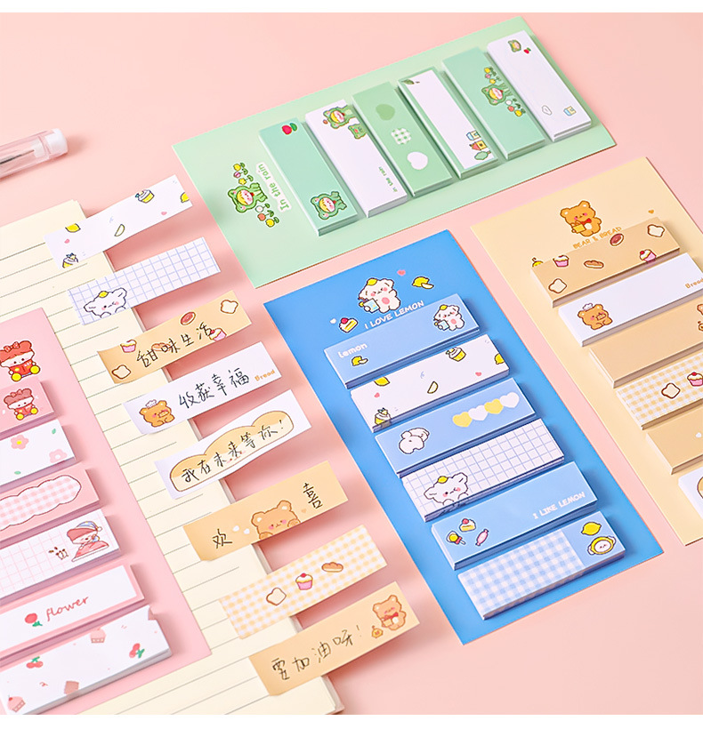 Cartoon Ins Sticky Notes Student Multi-Function Mark Classification Index Stickers Office Message-Leaving Note N Times Sticker Notepad