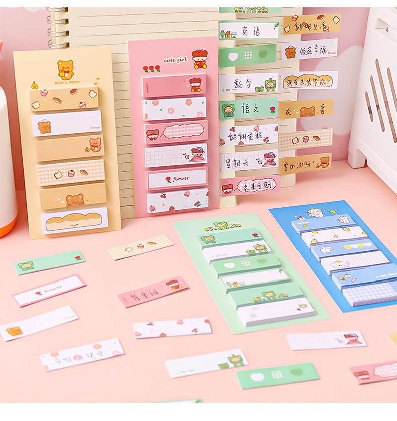 Cartoon Ins Sticky Notes Student Multi-Function Mark Classification Index Stickers Office Message-Leaving Note N Times Sticker Notepad