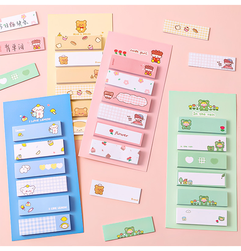 Cartoon Ins Sticky Notes Student Multi-Function Mark Classification Index Stickers Office Message-Leaving Note N Times Sticker Notepad
