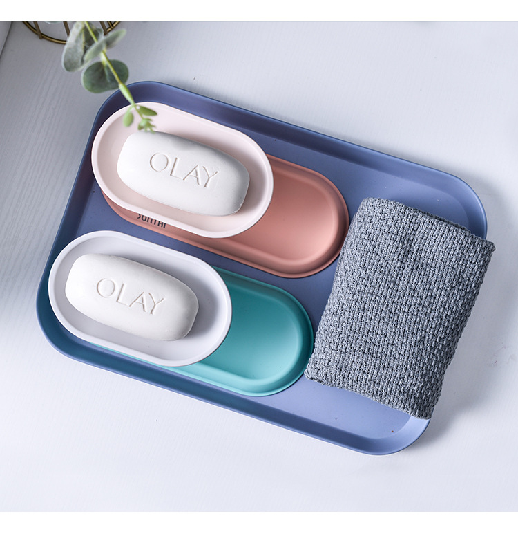 Blue Fashion Elegant Double-Layer Soap Box Simple and Convenient 360 ° Rotating Double-Layer Draining Home Bathroom Soap Dish Soap Box