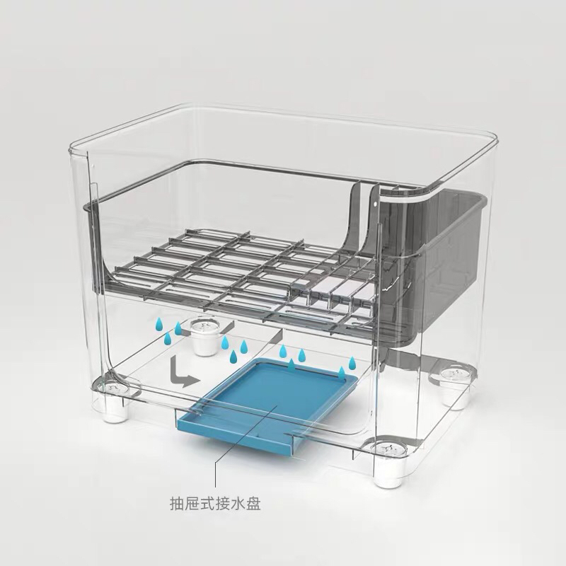 Kitchen cupboards Household surface drain bowl stand simple Plastic Bowls chopsticks box cutlery dish tray holder with cover