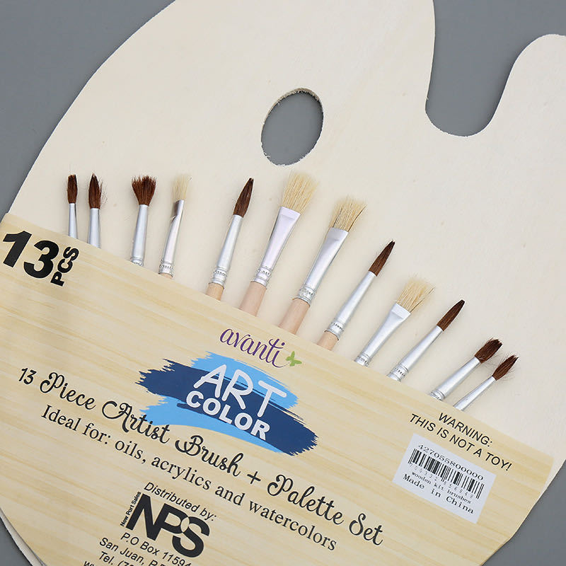 Wooden Student Suit Palette Brush Set plus Palette Oil Painting Acrylic Palette Spot Supply