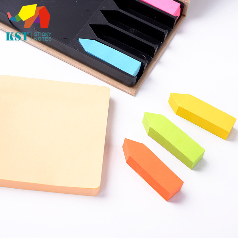 Environmental Protection Kraft Paper Shell Post-It Notes Set Note Paper Yellow Paper Fluorescent Color Message Sticker Factory Wholesale