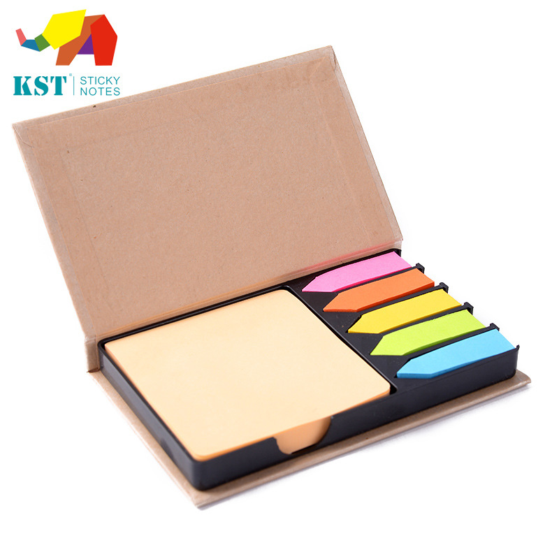 Environmental Protection Kraft Paper Shell Post-It Notes Set Note Paper Yellow Paper Fluorescent Color Message Sticker Factory Wholesale