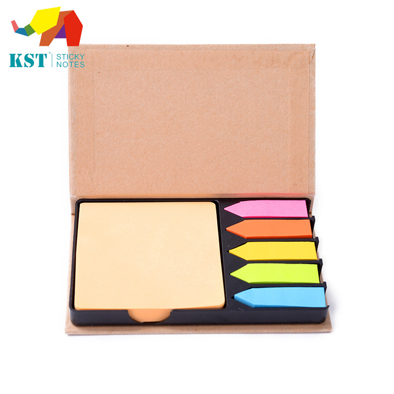 Environmental Protection Kraft Paper Shell Post-It Notes Set Note Paper Yellow Paper Fluorescent Color Message Sticker Factory Wholesale