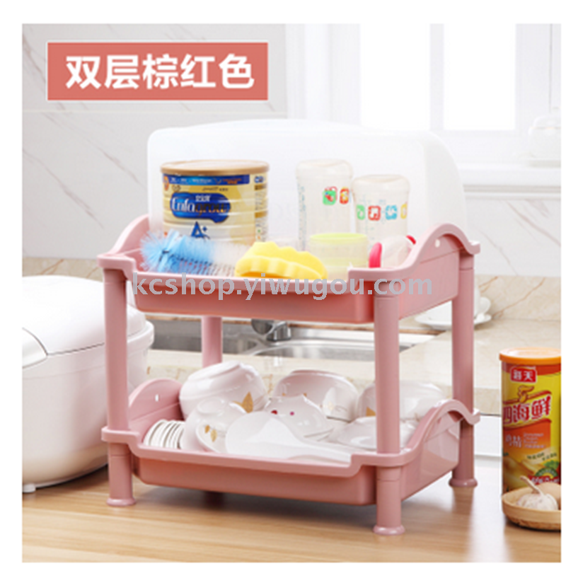 The kitchen cupboard with a large plastic cover two layer rack drainboard table dish rack