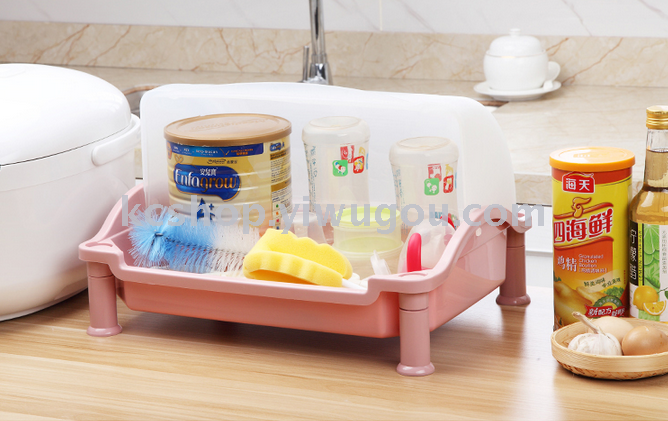 The kitchen cupboard with a large plastic cover two layer rack drainboard table dish rack The kitchen cupboard with a large plastic cover two layer rack drainboard table dish rack