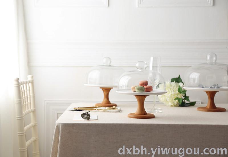 Creative ceramic high-caliber plate European-style cake plate wedding party dessert dish with glass dust cover Creative ceramic high-caliber plate European-style cake plate wedding party dessert dish with glass dust cover
