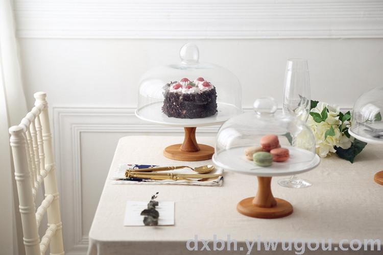 Creative ceramic high-caliber plate European-style cake plate wedding party dessert dish with glass dust cover Creative ceramic high-caliber plate European-style cake plate wedding party dessert dish with glass dust cover