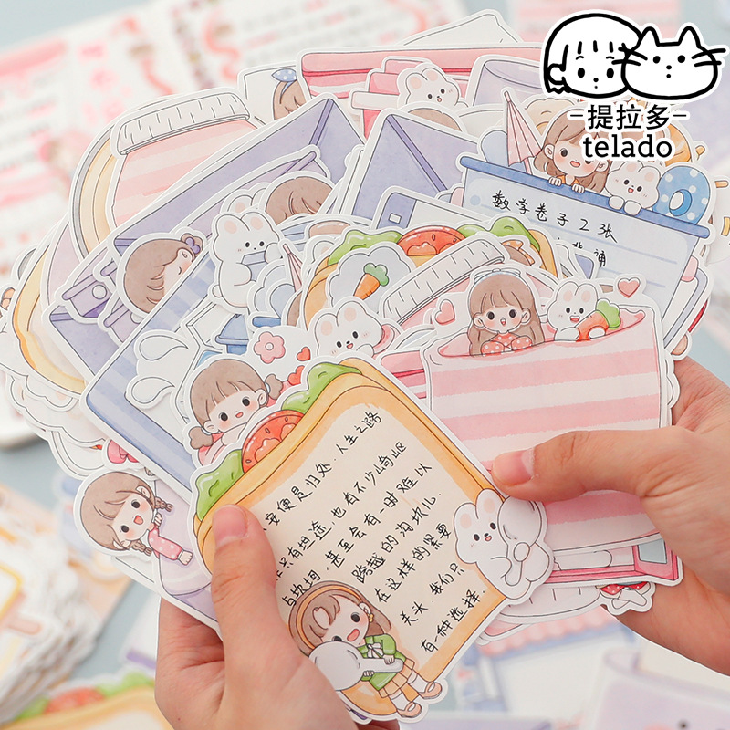 Tirado Abu Shaped Note 2 Cute Girl Writing Background Hand Ledger Sticker Plan Hand Account Note Wholesale