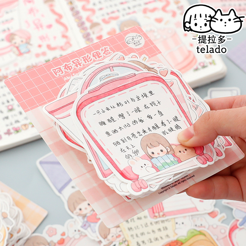 Tirado Abu Shaped Note 2 Cute Girl Writing Background Hand Ledger Sticker Plan Hand Account Note Wholesale