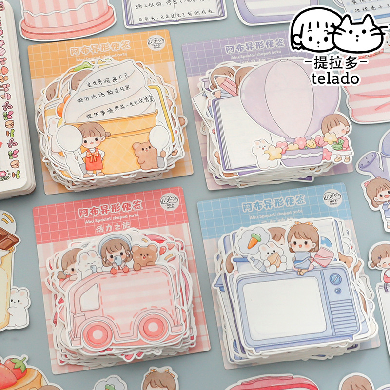 Tirado Abu Shaped Note 2 Cute Girl Writing Background Hand Ledger Sticker Plan Hand Account Note Wholesale