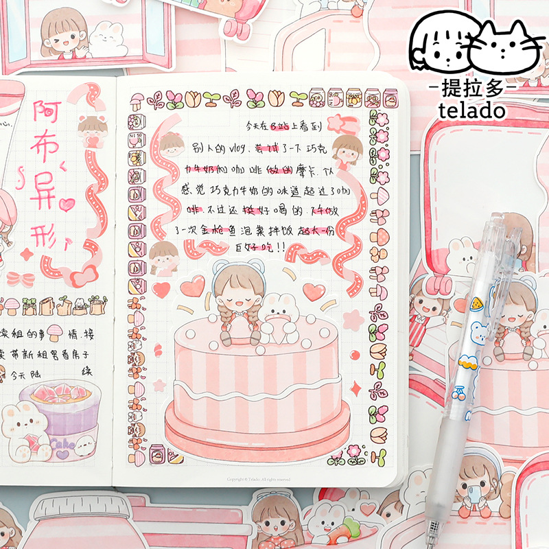 Tirado Abu Shaped Note 2 Cute Girl Writing Background Hand Ledger Sticker Plan Hand Account Note Wholesale