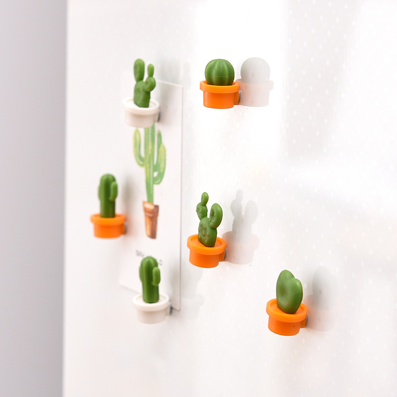 Kitchen Sticky Note Cactus Refrigerator Magnet Succulents Message Sticker Magnetic Cute Cartoon Magnetic Stickers 6 Pack