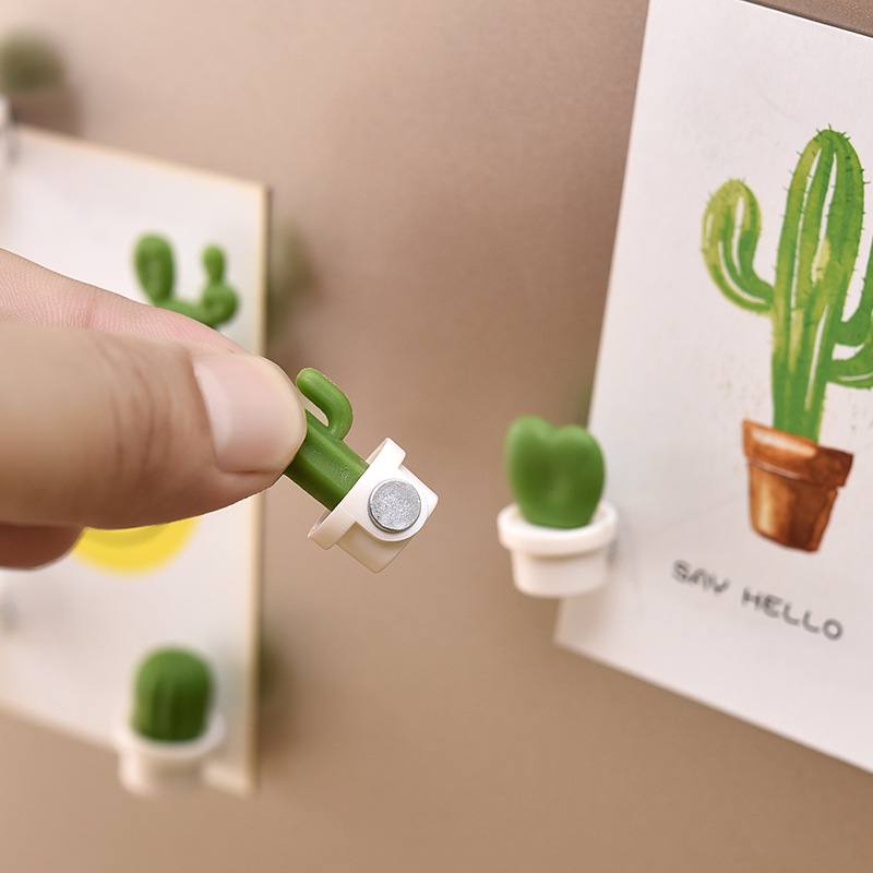 Kitchen Sticky Note Cactus Refrigerator Magnet Succulents Message Sticker Magnetic Cute Cartoon Magnetic Stickers 6 Pack