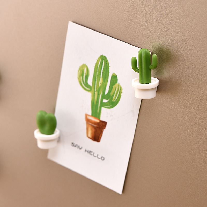 Kitchen Sticky Note Cactus Refrigerator Magnet Succulents Message Sticker Magnetic Cute Cartoon Magnetic Stickers 6 Pack