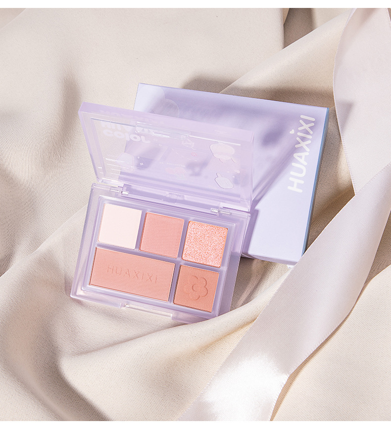 Hua Qian Five-Color Mini Eye Shadow Plate Waterproof Blush Matte Shimmer Highlight Eye Shadow Makeup Palette Small Portable Hua Qian Five-Color Mini Eye Shadow Plate Waterproof Blush Matte Shimmer Highlight Eye Shadow Makeup Palette Small Portable