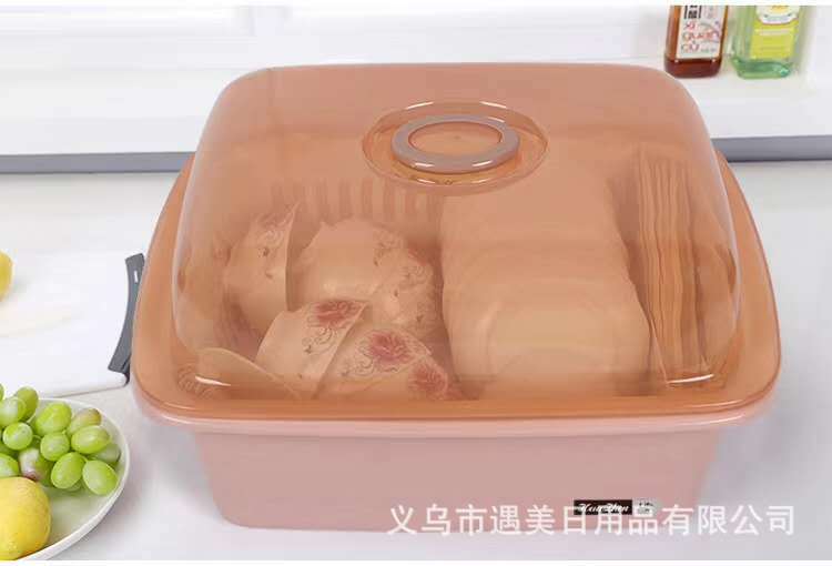 Plastic Kitchen Bowl Storage Rack Dish Rack Box with Cover Rack Dustproof Large Capacity Drain Bowl