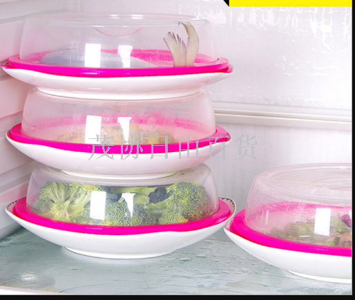 Transparent Plastic Stacked Refrigerator Bowl and Dish Fresh Cover