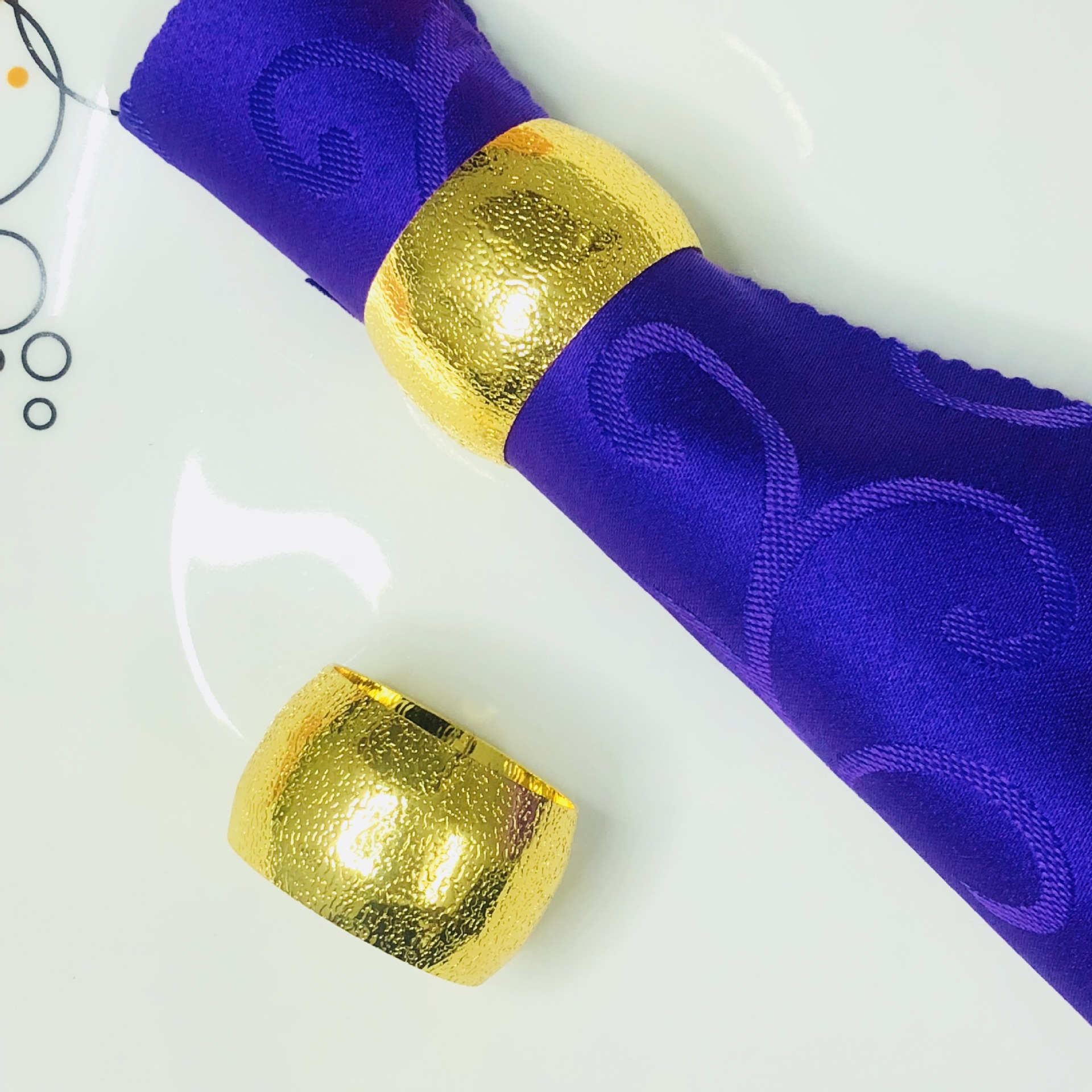Hotel Model Room Banquet Table European Metal Napkin Ring Napkin Ring Napkin Ring round Frosted Gold