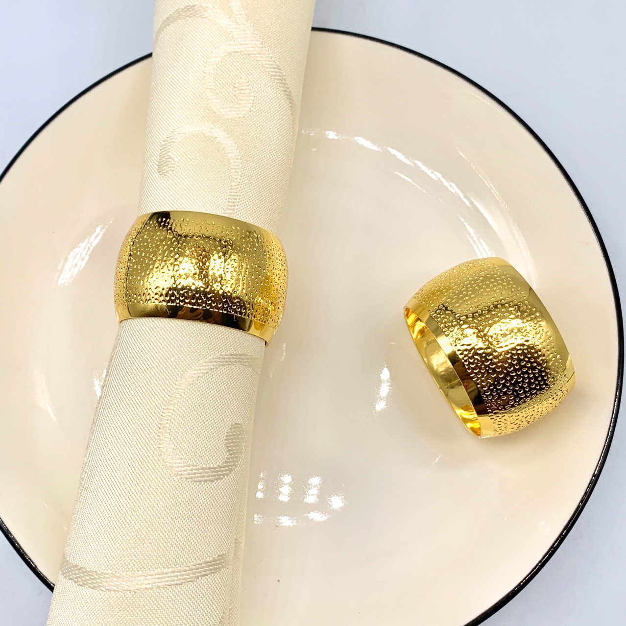 Hotel Model Room Banquet Table European Metal Napkin Ring Napkin Ring Napkin Ring round Frosted Gold