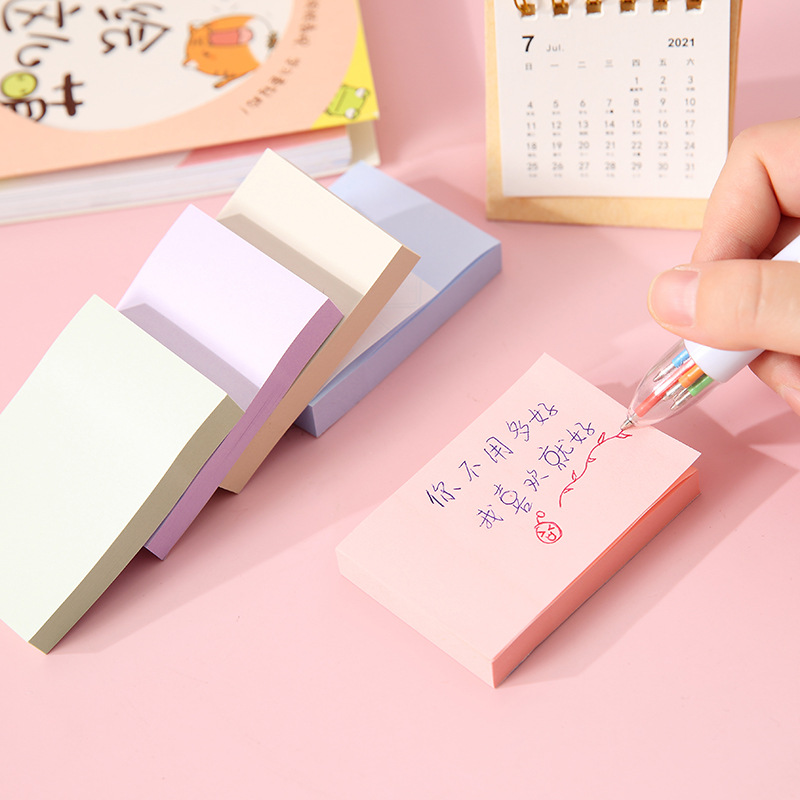 Creative Solid Color Sticky Notes Mamo Pad Memo Notepaper Morandi 100 Students Sticky Note Note Sticker