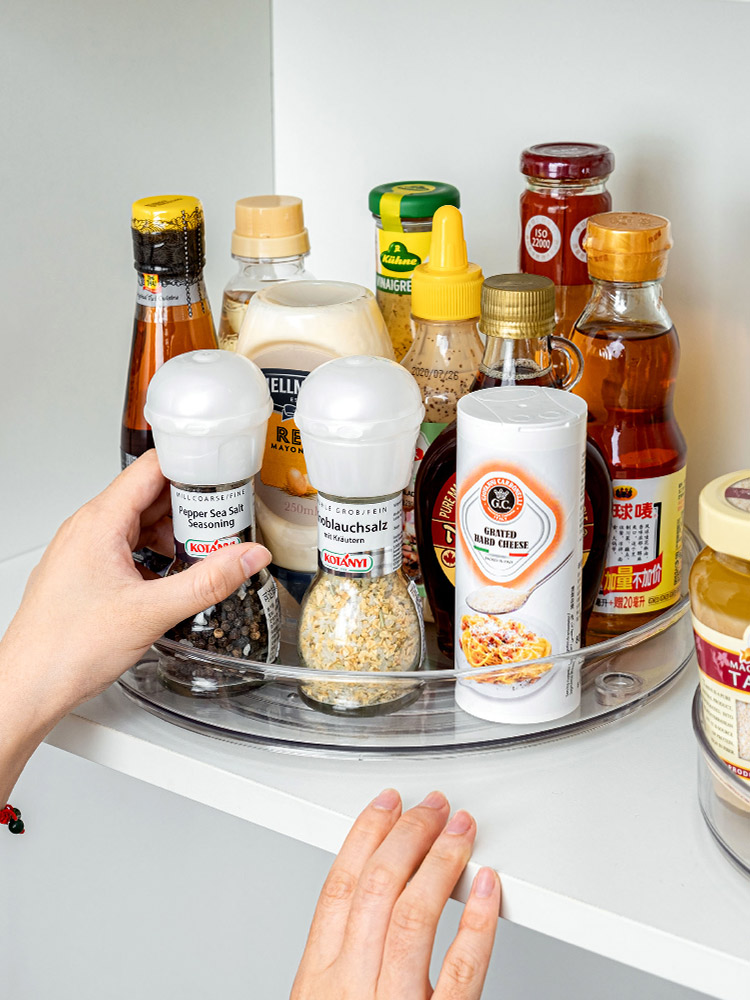 Kitchen Storage Rack Floor Multi-Layer Rotatable Multifunctional Table Top Oil Salt Sauce Vinegar Seasoning Rack