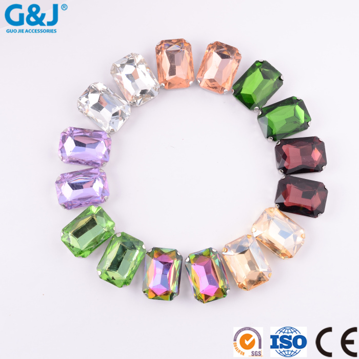 Long square octagonal metal four-claw buckle head flower shoe hat imitation table water drill claw button can set 