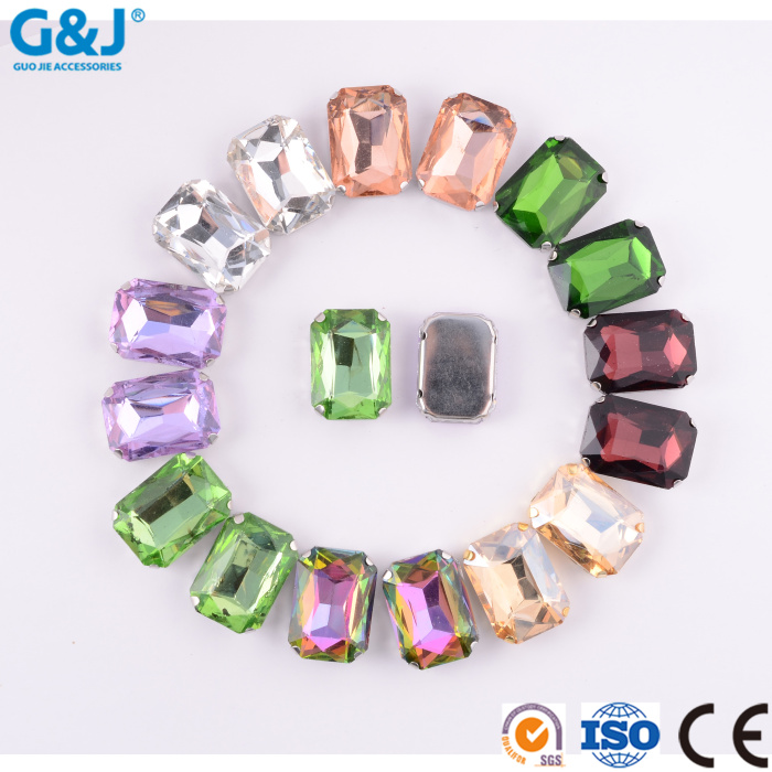 Long square octagonal metal four-claw buckle head flower shoe hat imitation table water drill claw button can set 