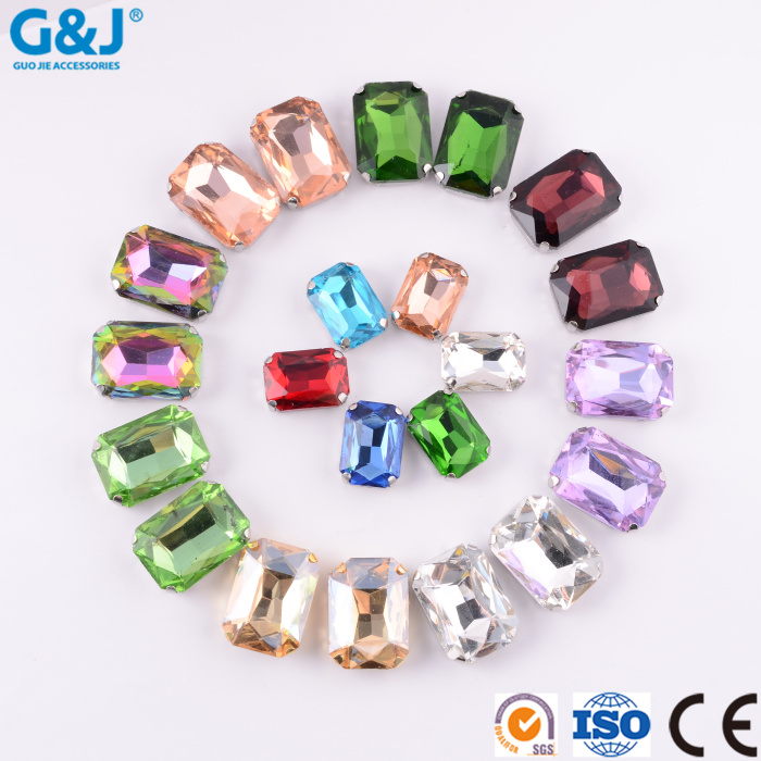 Long square octagonal metal four-claw buckle head flower shoe hat imitation table water drill claw button can set 