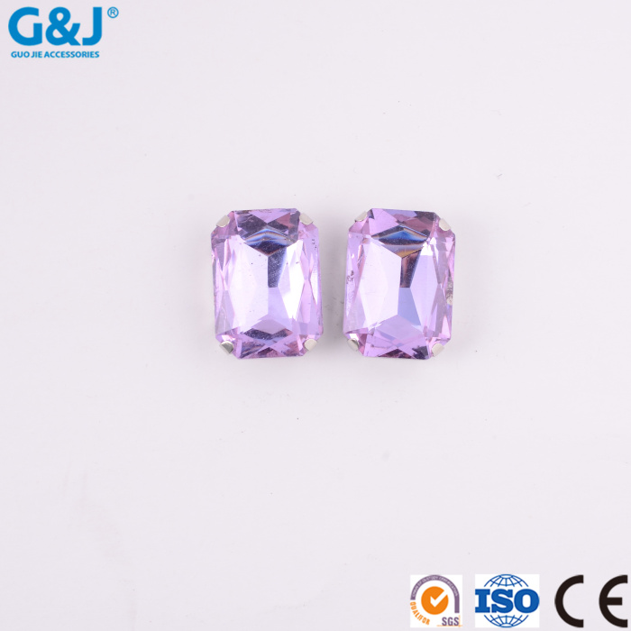 Long square octagonal metal four-claw buckle head flower shoe hat imitation table water drill claw button can set 